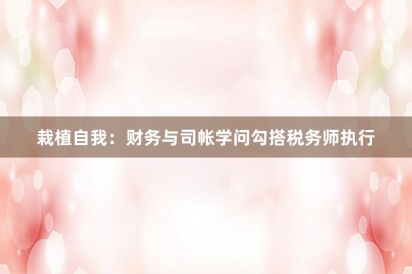 栽植自我：财务与司帐学问勾搭税务师执行