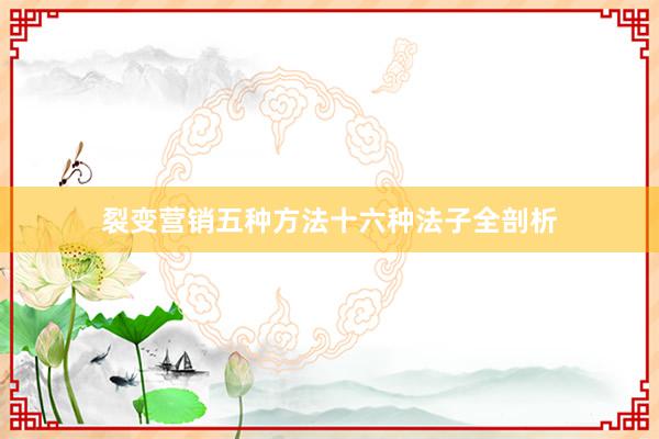 裂变营销五种方法十六种法子全剖析